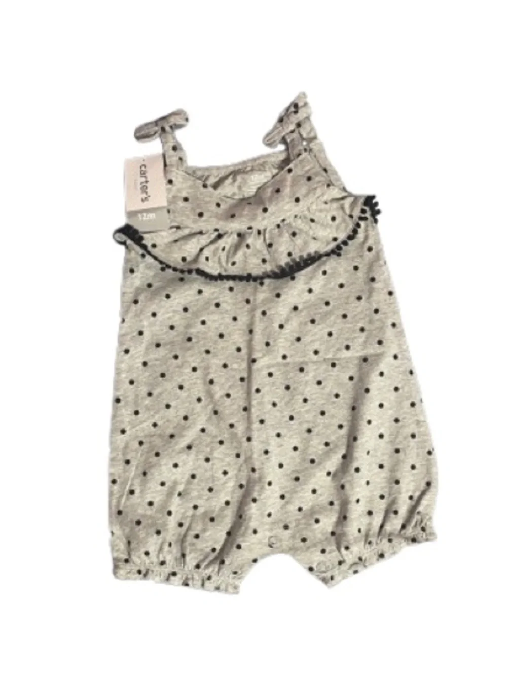 Carter's Girls Grey Romper Polka Dots Size 12 Month-NWT